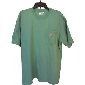 Carhartt Mens Large Green Short Sleeve Loose Fit‎ Pocket T Shirt- see note! GUC